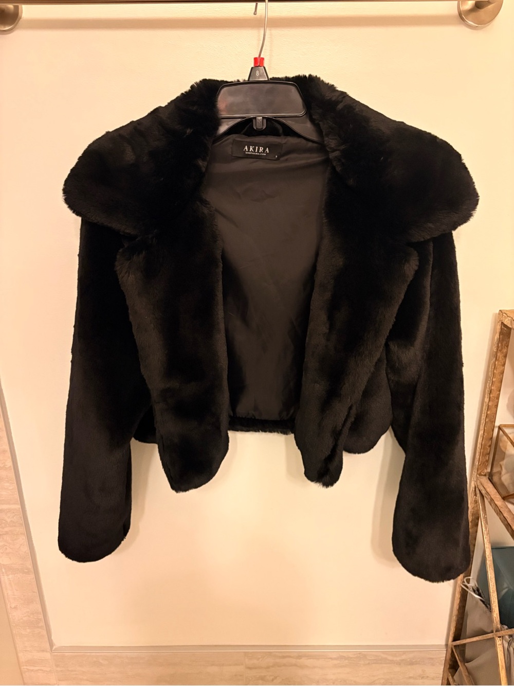 AKIRA Black Faux Fur Cropped Jacket